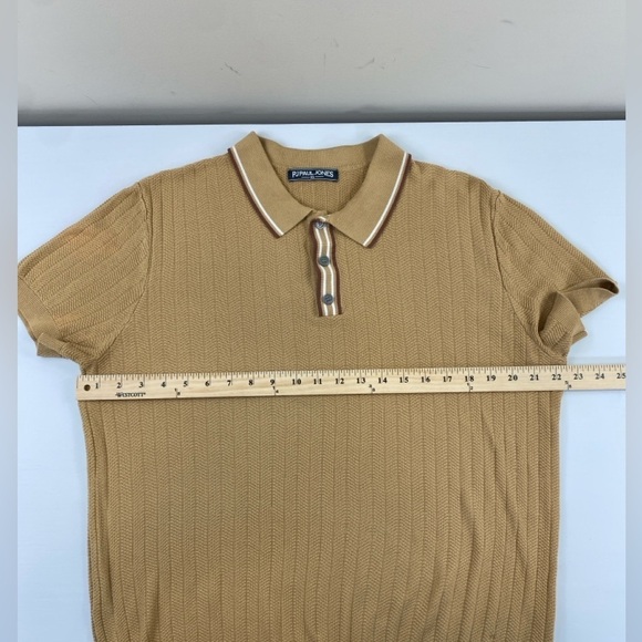 PJ PAUL JONES Men’s Knitted Polo Short Sleeve Textured Pullover Golf Shirt Sz XL - Picture 9 of 14